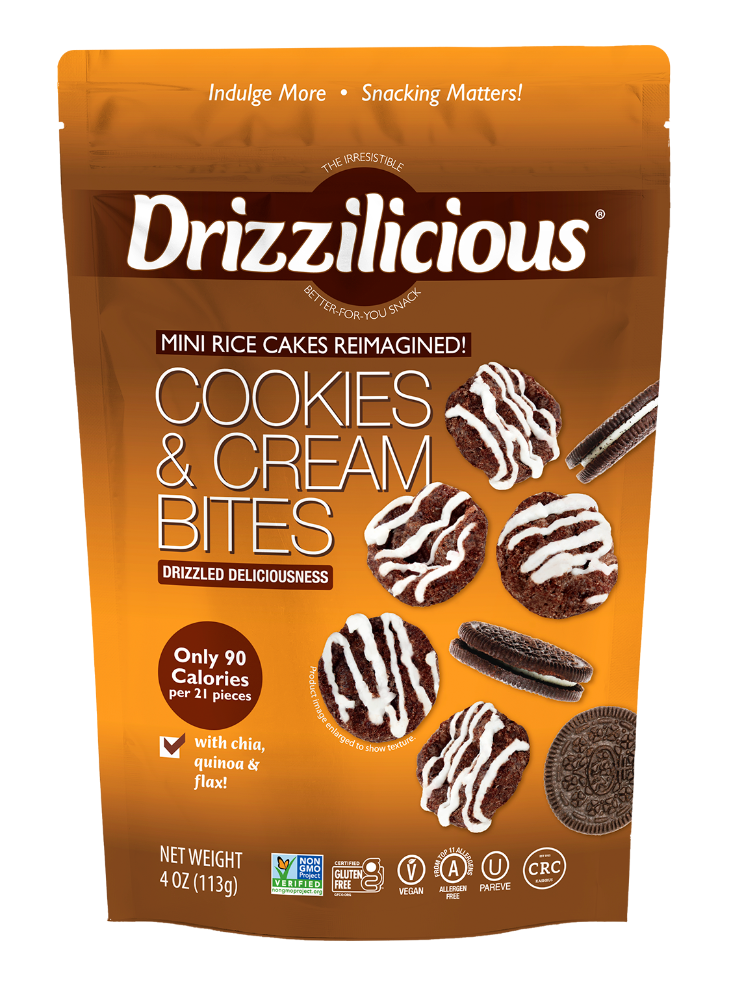 Drizzilicious® Mini Rice Cakes-Cookies and Cream Drizzled Bites