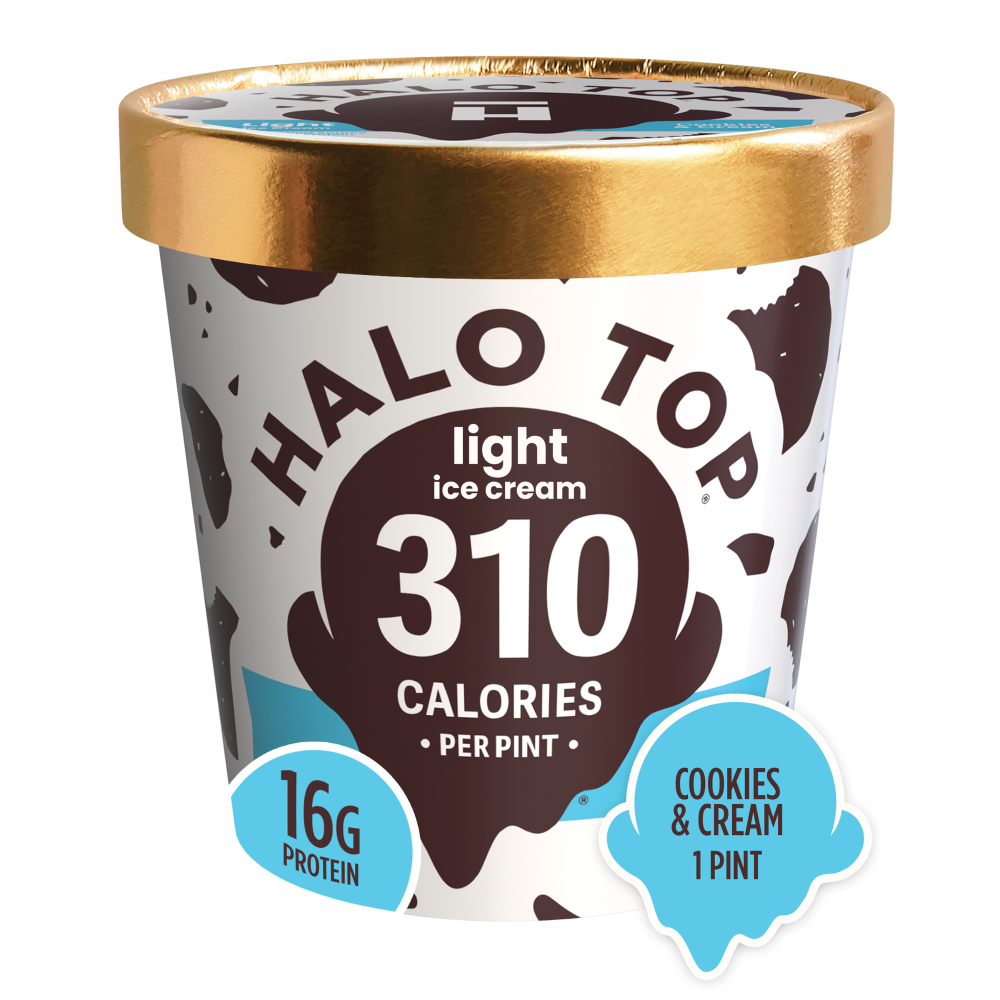 Halo Top Cookies and Cream Light Ice Cream Pint, 16 fl oz