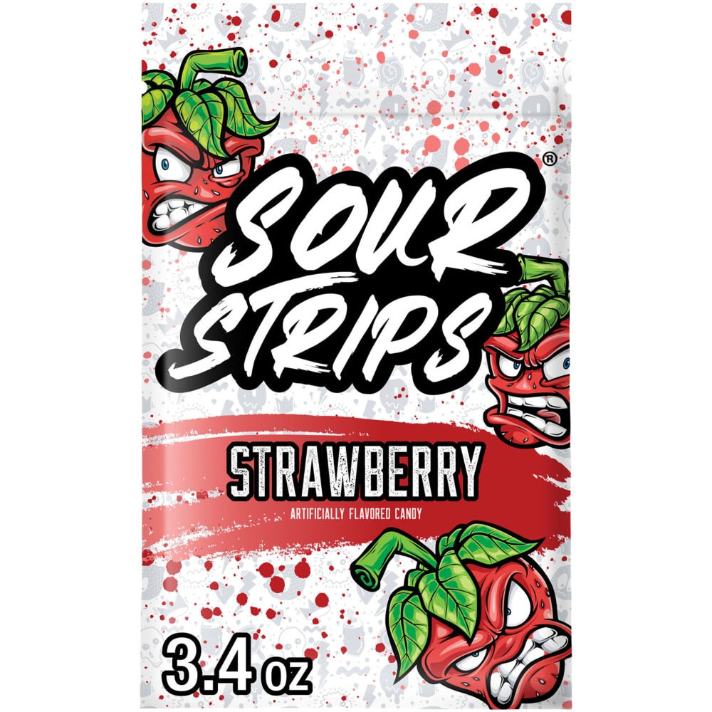 SOUR STRIPS Strawberry Flavored Chewy Candy Bag