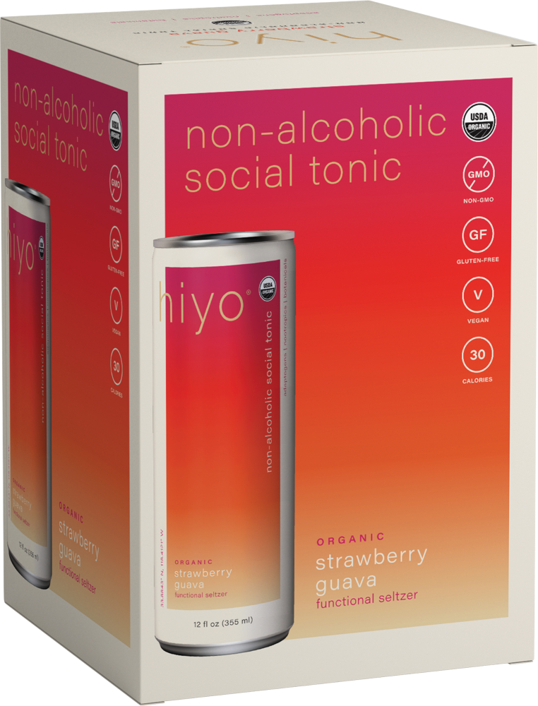 Hiyo Organic Strawberry Guava Non-Alcoholic Social Tonic Seltzer Cans