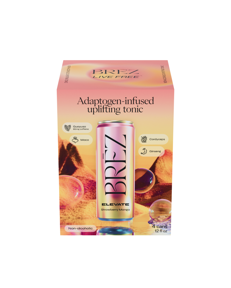 Brez Elevate Strawberry Mango Uplifting Sparkling Tonic Drink Cans