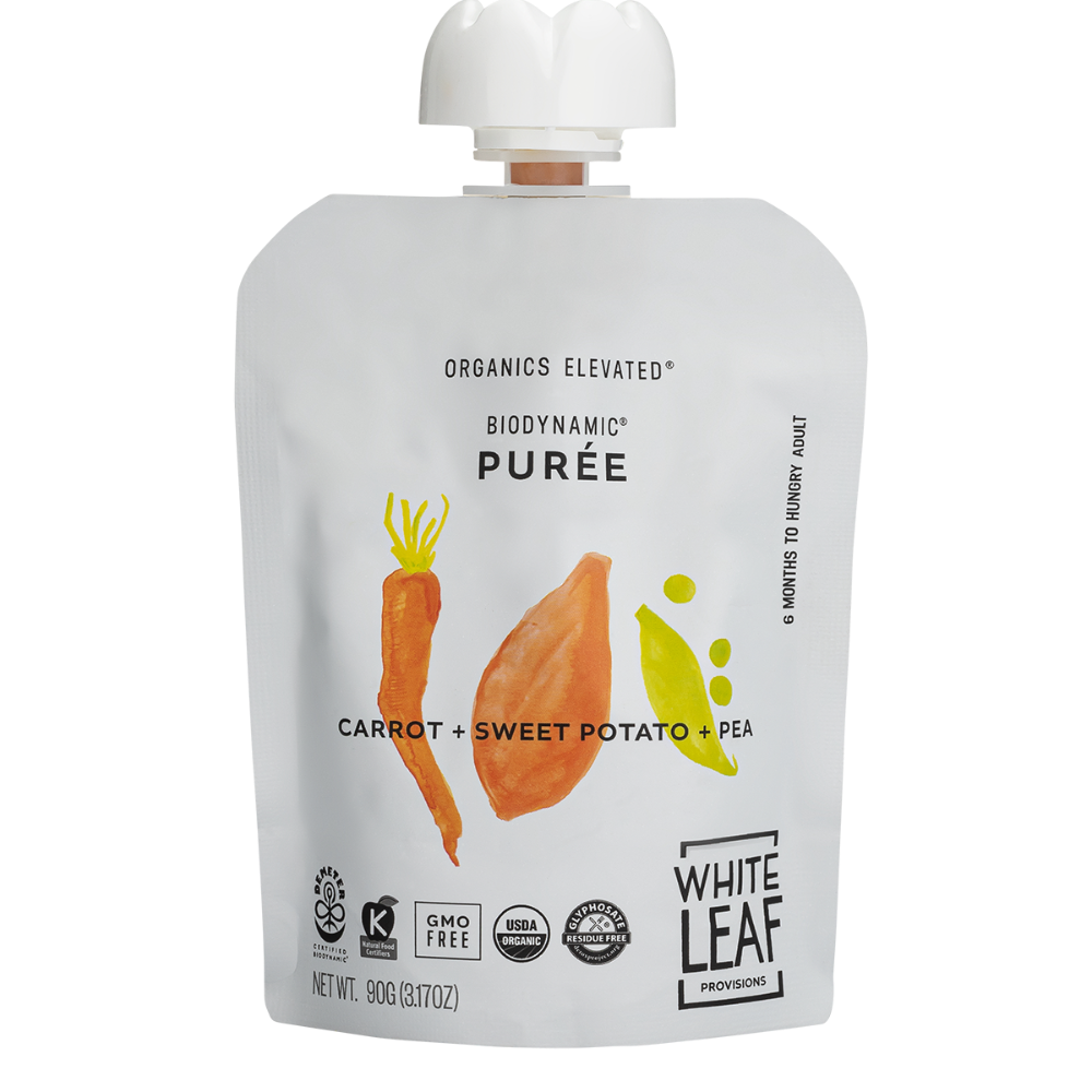 White Leaf Organic Biodynamic® Baby Food Carrot Sweet Potato & Pea Pouch
