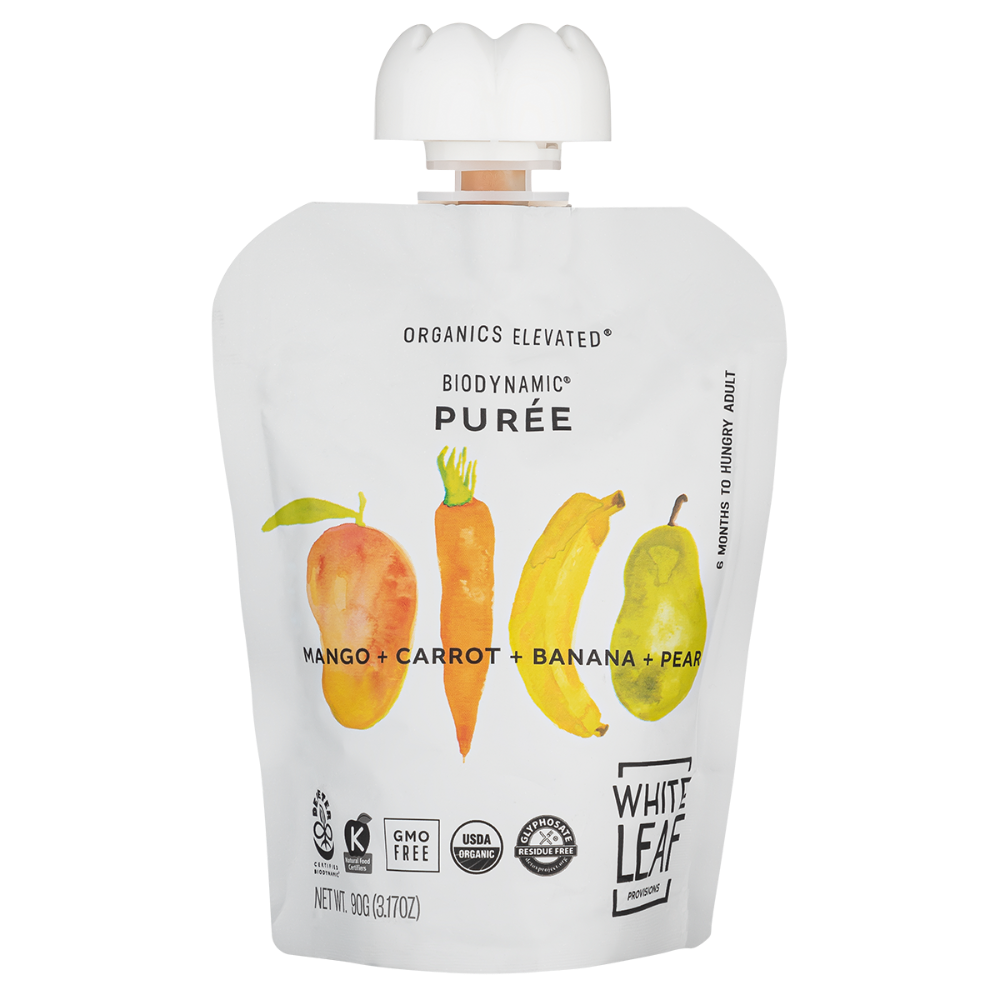 White Leaf Organic Biodynamic® Baby Food Mango Carrot Banana & Pear Pouch