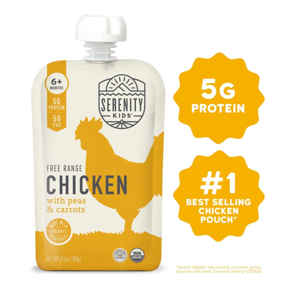 Serenity Kids Free Range Chicken with Organic Peas and Carrots Pouch, 3.5oz
