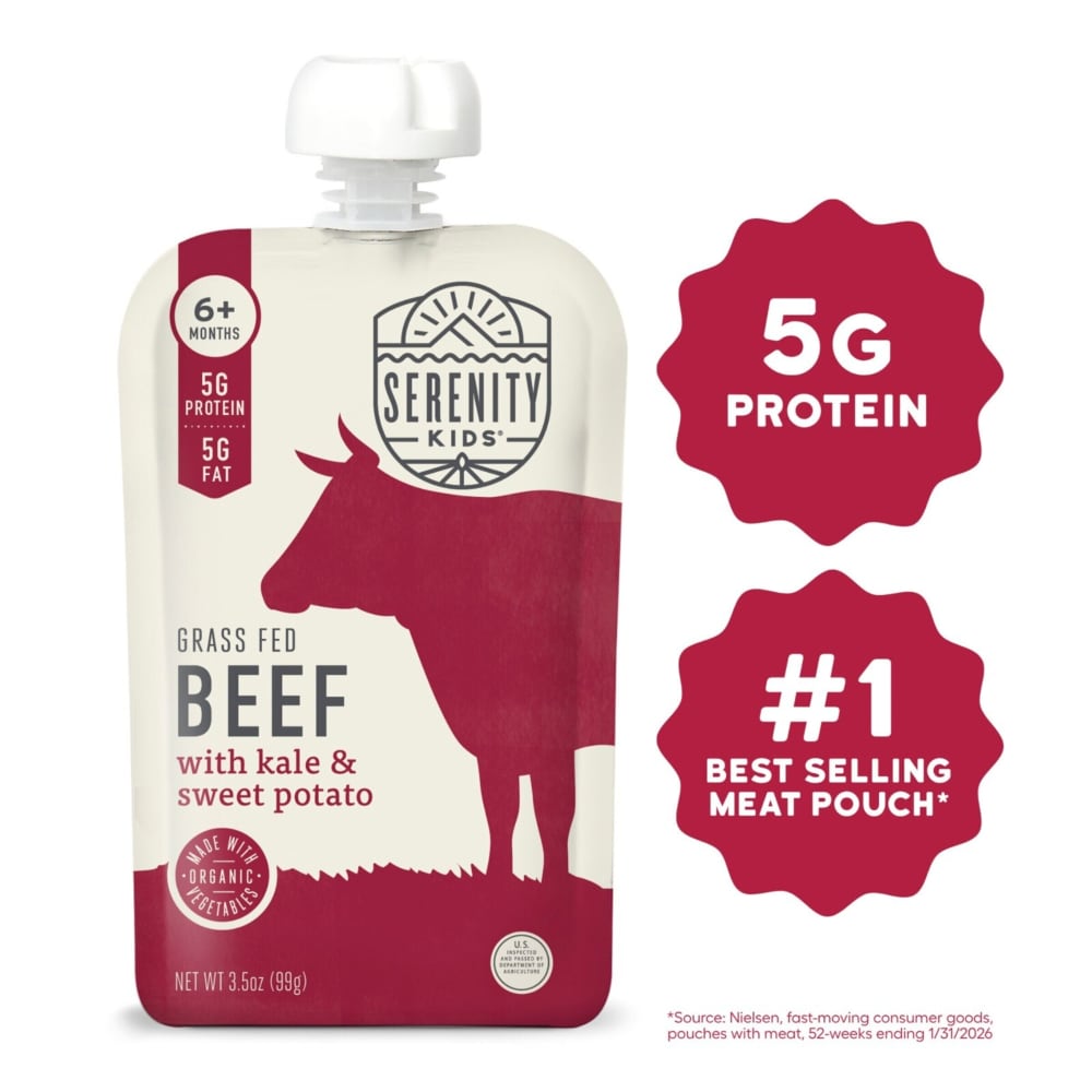 Serenity Kids Grass Fed Beef with Organic Kale & Sweet Potato Baby Food Pouch – 3.5oz