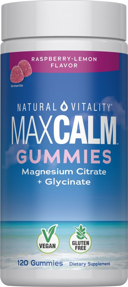 Natural Vitality Calm Gummies Raspberry-Lemon Flavor Magnesium Citrate 120 Each