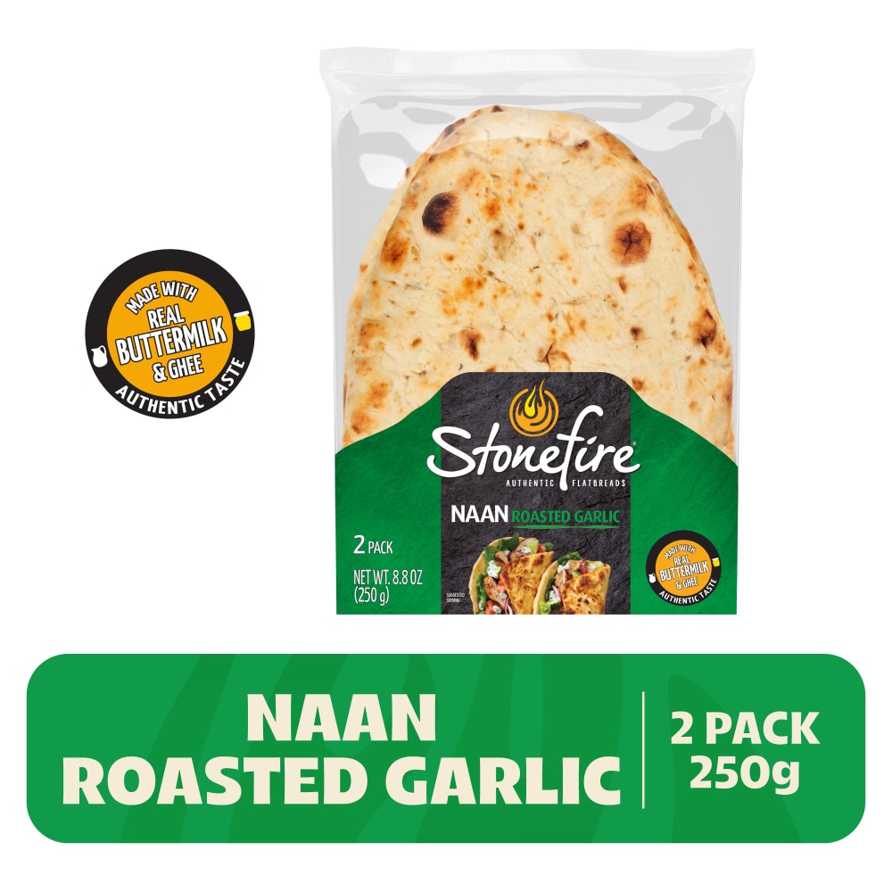 Stonefire® Roasted Garlic Naan Bread, 8.8 Oz, 2 Count