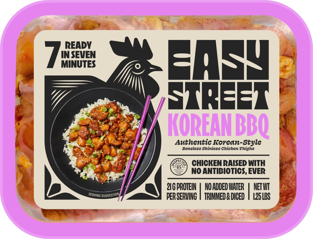 Easy Street Korean BBQ Pre-Diced, Dry-Rub Seasoned Chicken Thighs – No Antibiotics Ever