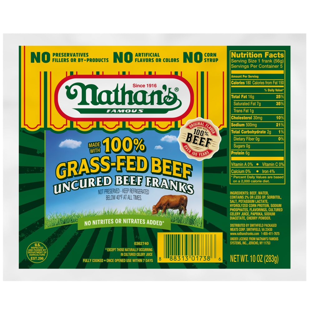 Nathan’s® Famous Grass-Fed Uncured Beef Franks