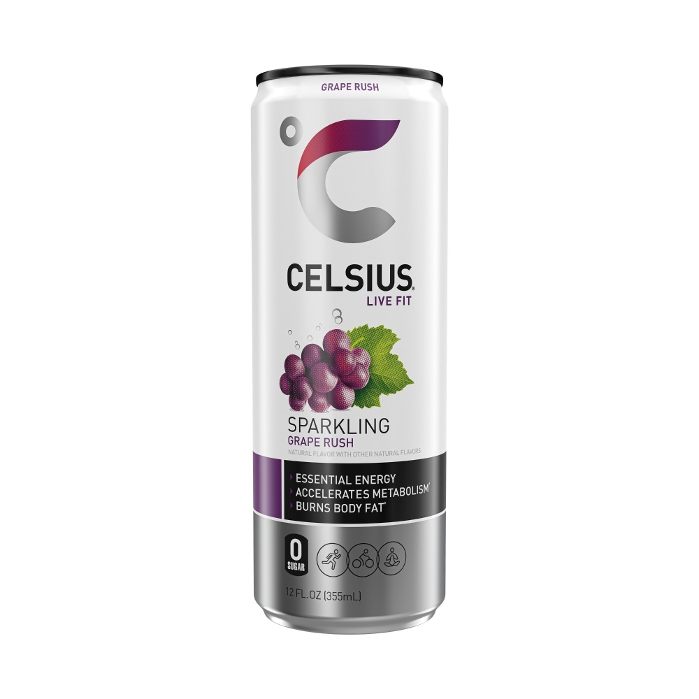CELSIUS Sparkling Grape Rush, Functional Energy Drink 12 Fl Oz Single Can