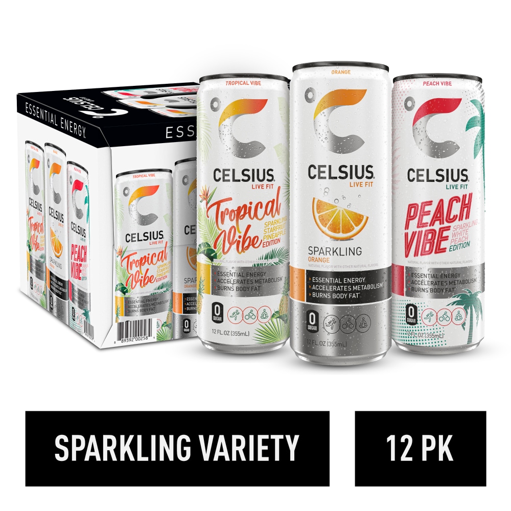 CELSIUS Sparkling Core Vibe Variety Pack, Functional Energy Drink 12 Fl Oz