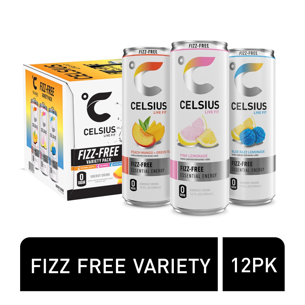 CELSIUS Fizz Free Variety Pack, Functional Energy Drink 12 Fl Oz (Pack of 12)