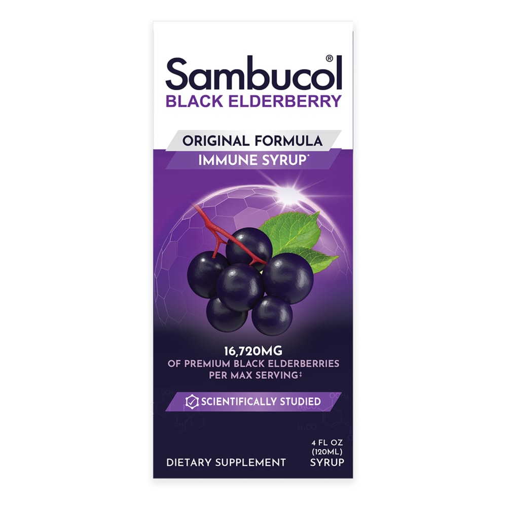 Sambucol Black Elderberry Vegan Immune Support Syrup – 4 fl oz