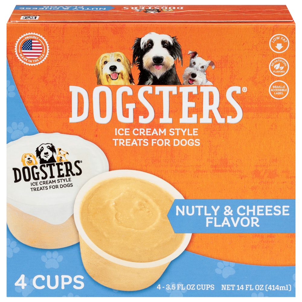 Dogsters Ice Cream Style Nutly & Cheese Flavor Treats for Dogs 4 – 3.5 fl oz Cups