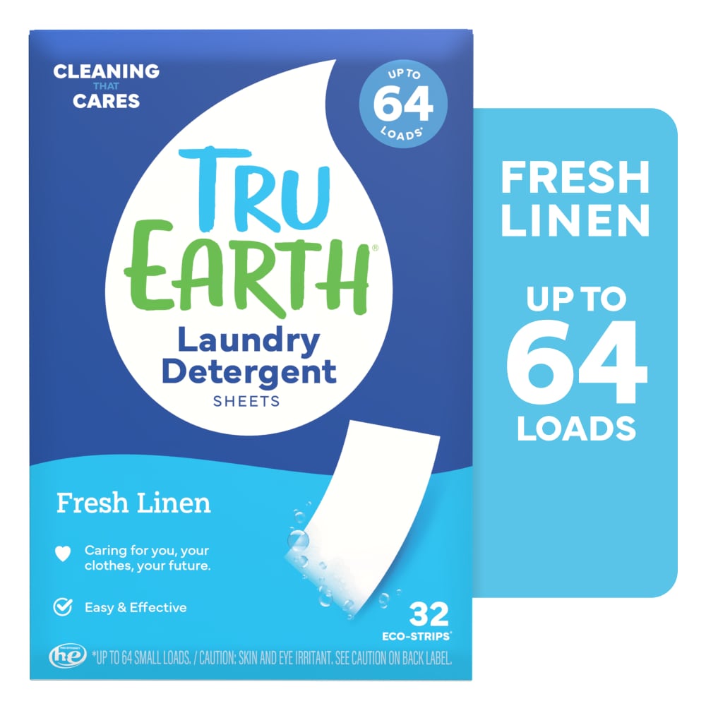 Tru Earth Laundry Detergent Sheets, Fresh Linen, 32-Sheets
