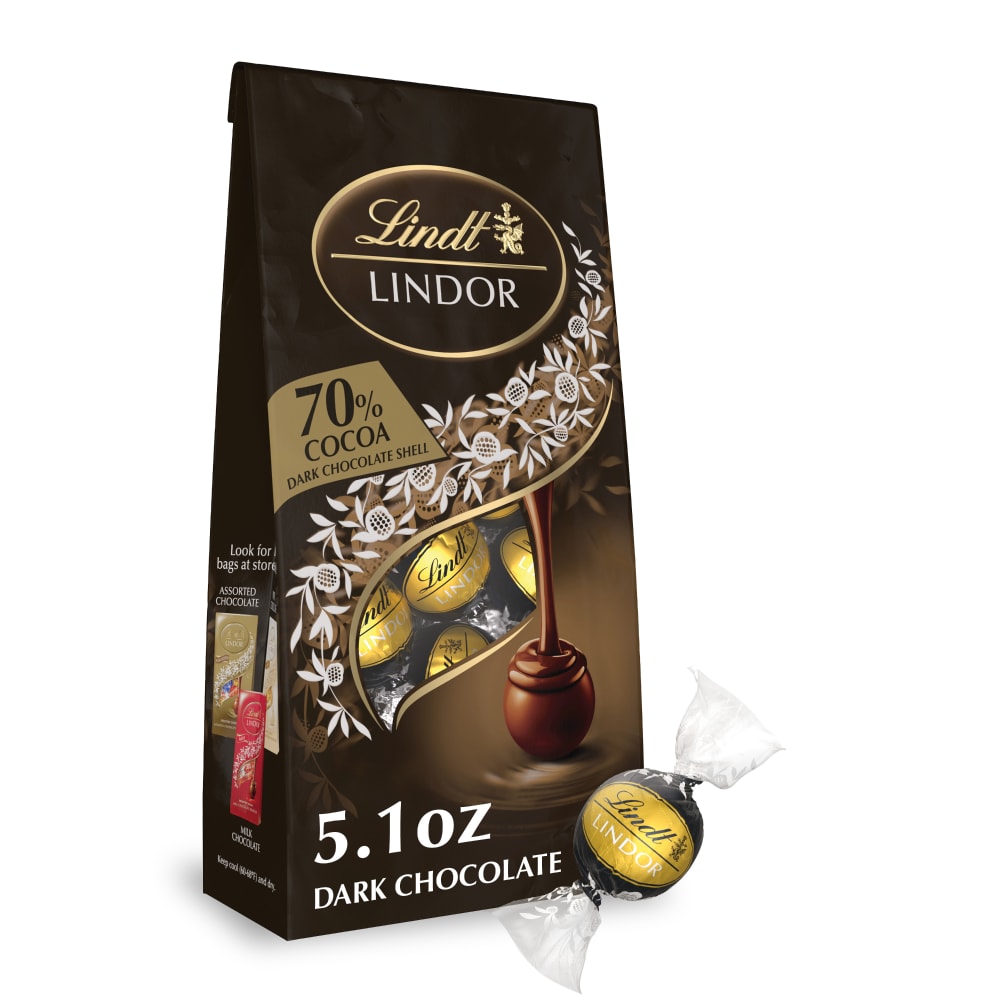 Lindt LINDOR 70% Extra Dark Chocolate Candy Truffles Bag
