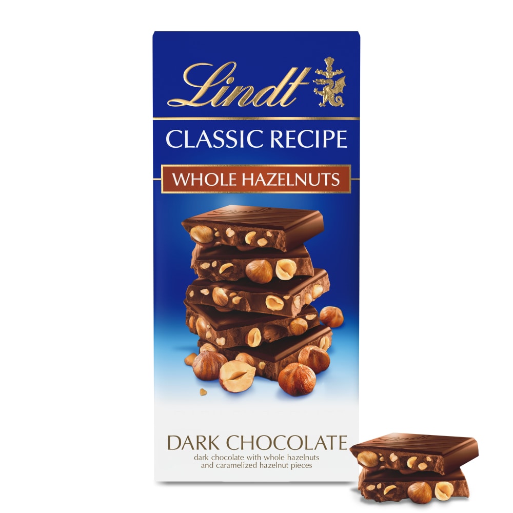 Lindt CLASSIC RECIPE Whole Hazelnut Dark Chocolate Candy Bar