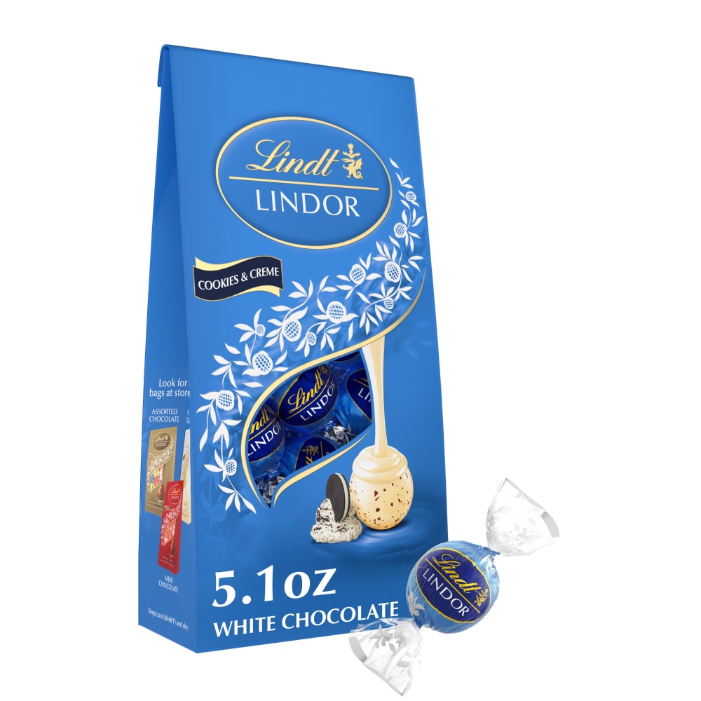 Lindt LINDOR Cookies and Creme White Chocolate Candy Truffles Bag