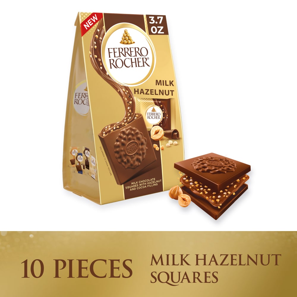 Ferrero Rocher Premium Milk Hazelnut chocolate squares Candy Individually Wrapped