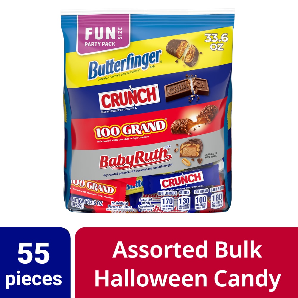 Assorted Butterfinger Crunch Baby Ruth and 100 Grand Fun Size Chocolates