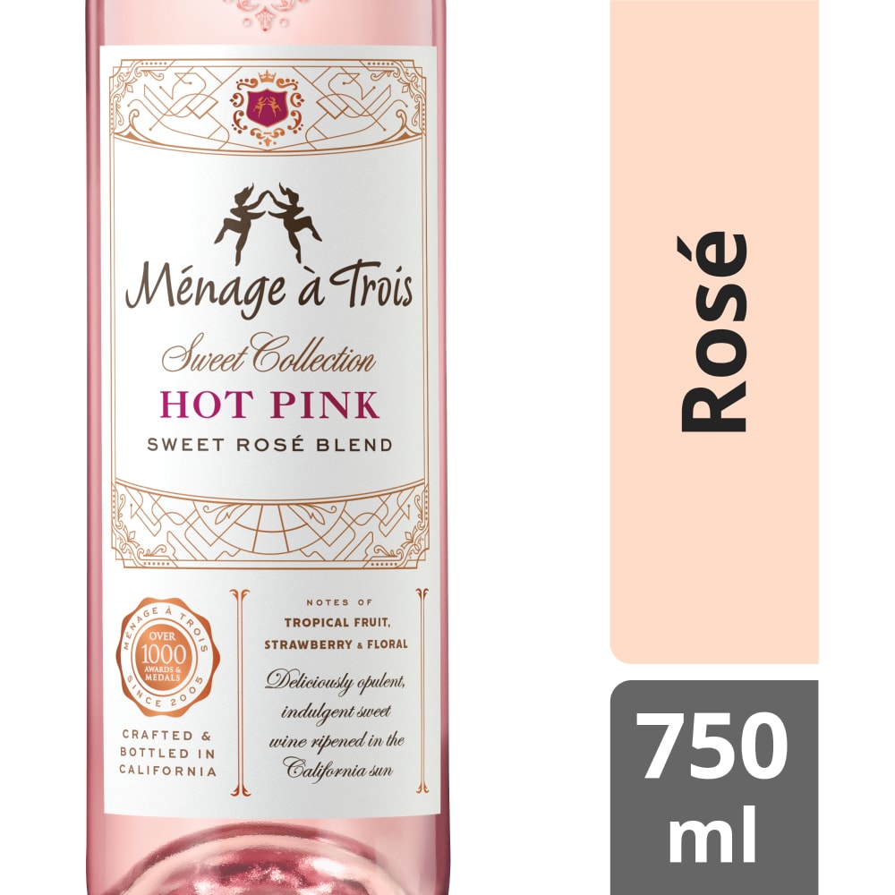 Ménage à Trois Hot Pink Rose California Pink Wine 750 ml