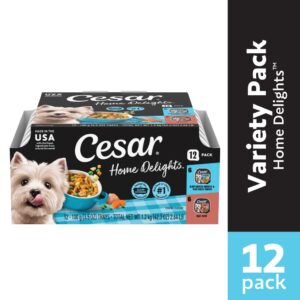 Cesar Home Delights Soft Wet Dog Slow Cooked Chicken & Vegetables & Beef Stew Food Variety Pack