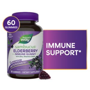 Nature’s Way Sambucus Immune Elderberry With Zinc Vitamins C D3 Gummies