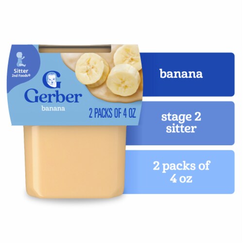 Gerber Stage 2 Baby Food Banana Puree Tubs Baby Puree 2PK Gerber Stage 2 Baby Food Banana Puree Tubs Baby Puree 2PK