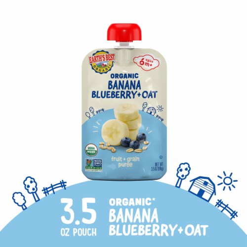 Earth’s Best Organic Baby Food Pouches, 6+ Months, Fruit & Grain Puree, Banana Blueberry Oat Earth’s Best Organic Baby Food Pouches, 6+ Months, Fruit & Grain Puree, Banana Blueberry Oat