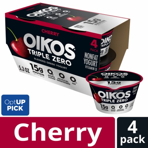 Oikos Triple Zero Cherry High Protein Nonfat Greek Yogurt Cup Oikos Triple Zero Cherry High Protein Nonfat Greek Yogurt Cup
