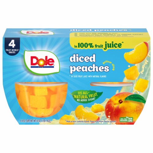 Dole® Fruit Bowls® Yellow Cling Diced Peaches In 100% Fruit Juice Cups Dole® Fruit Bowls® Yellow Cling Diced Peaches In 100% Fruit Juice Cups