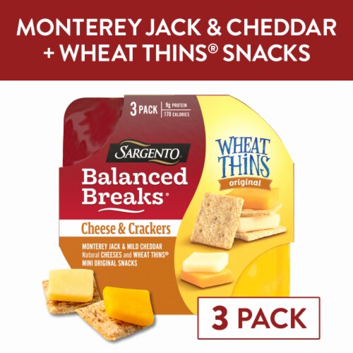 Sargento® Balanced Breaks® Monterey Jack & Cheddar Cheese + Wheat Thins® Crackers Snack Kit Sargento® Balanced Breaks® Monterey Jack & Cheddar Cheese + Wheat Thins® Crackers Snack Kit