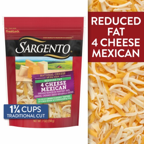Sargento® Reduced Fat 4 Cheese Mexican Shredded Cheese Traditional Cut Sargento® Reduced Fat 4 Cheese Mexican Shredded Cheese Traditional Cut