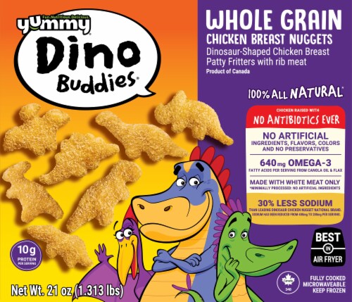 Yummy Dino Buddies Frozen Fully Cooked Whole Grain Dinosaur Shaped Chicken Breast Nuggets Yummy Dino Buddies Frozen Fully Cooked Whole Grain Dinosaur Shaped Chicken Breast Nuggets
