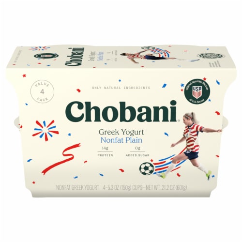 Chobani Non-Fat Plain Greek Yogurt 5.3oz 4ct Chobani Non-Fat Plain Greek Yogurt 5.3oz 4ct