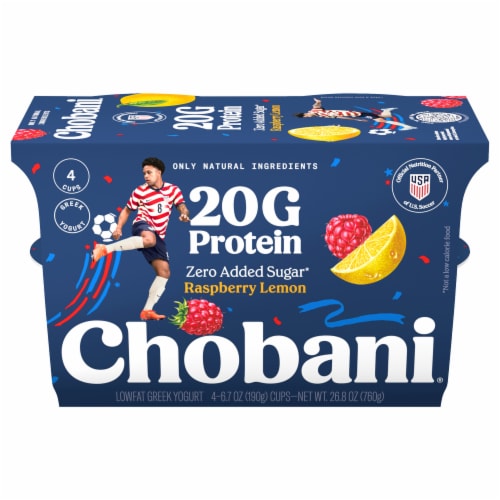 Chobani® 20g Protein Lowfat Greek Yogurt Raspberry Lemon 6.7oz 4PK Chobani® 20g Protein Lowfat Greek Yogurt Raspberry Lemon 6.7oz 4PK
