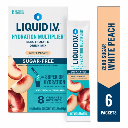 Liquid I.V.® Hydration Multiplier® Zero Sugar White Peach Drink Mix Packets Liquid I.V.® Hydration Multiplier® Zero Sugar White Peach Drink Mix Packets