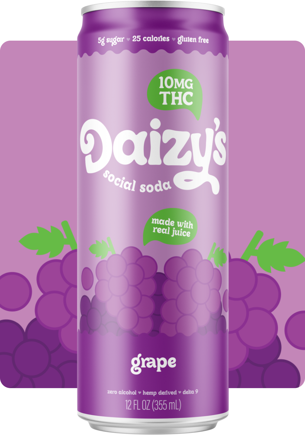 ***Daizy’s Social Soda Grape 10mg THC 4 Pack 12oz Cans***
