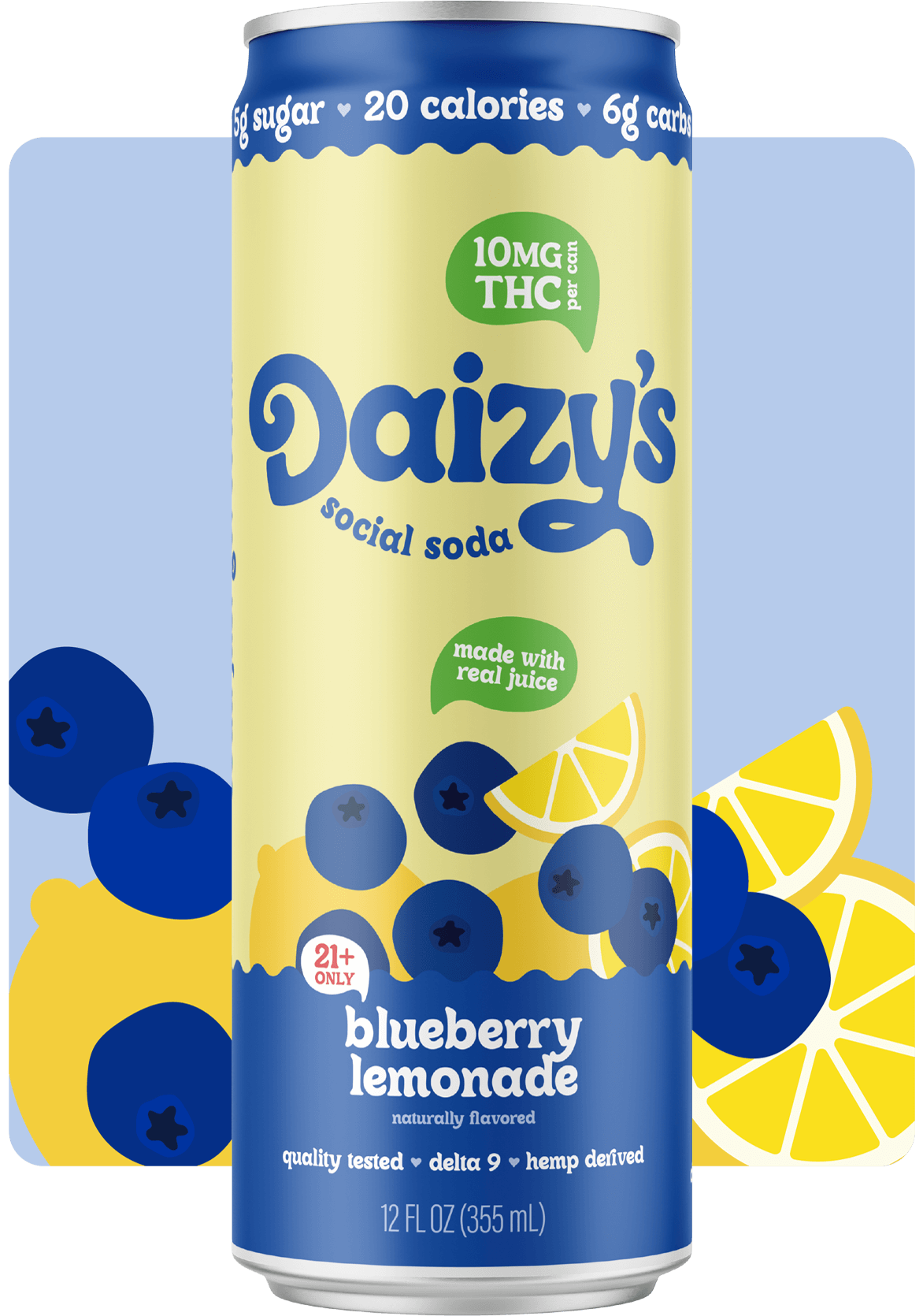 ***Daizy’s Bluebrry Lemonade Soda 10mg THC 4 Pack 12oz Cans***
