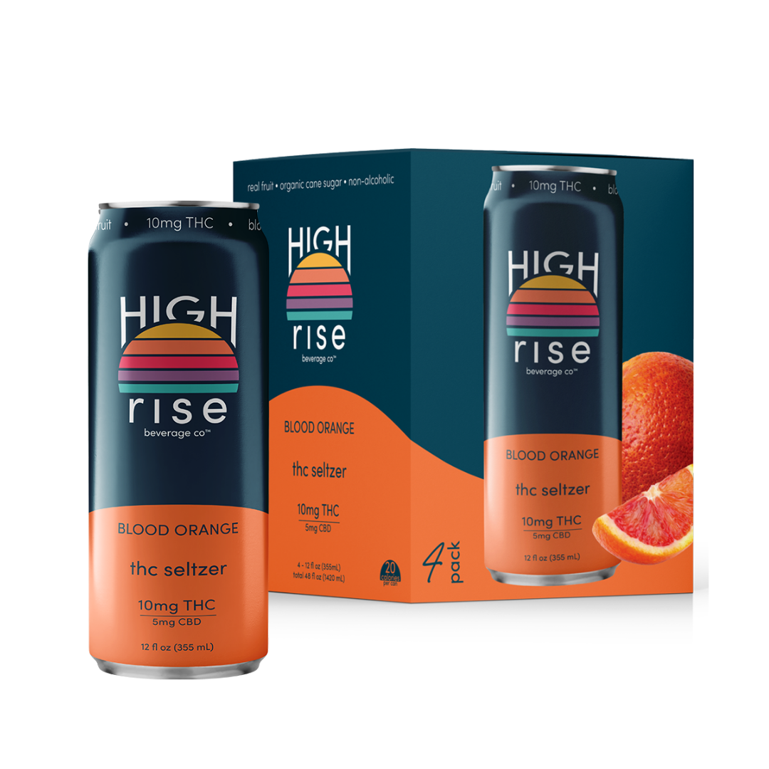 ***High Rise Blood Orange 10mg THC 4 Pack 12oz Cans***