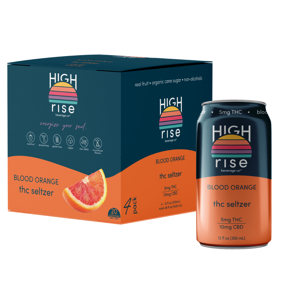***High Rise Blood Orange 5mg THC 4 Pack 12oz Cans***