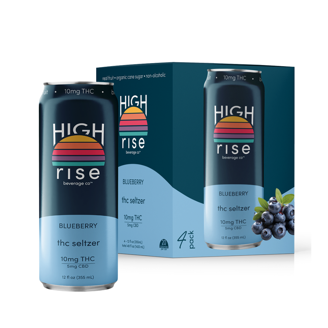 ***High Rise Blueberry 10mg THC 4 Pack 12oz Cans***
