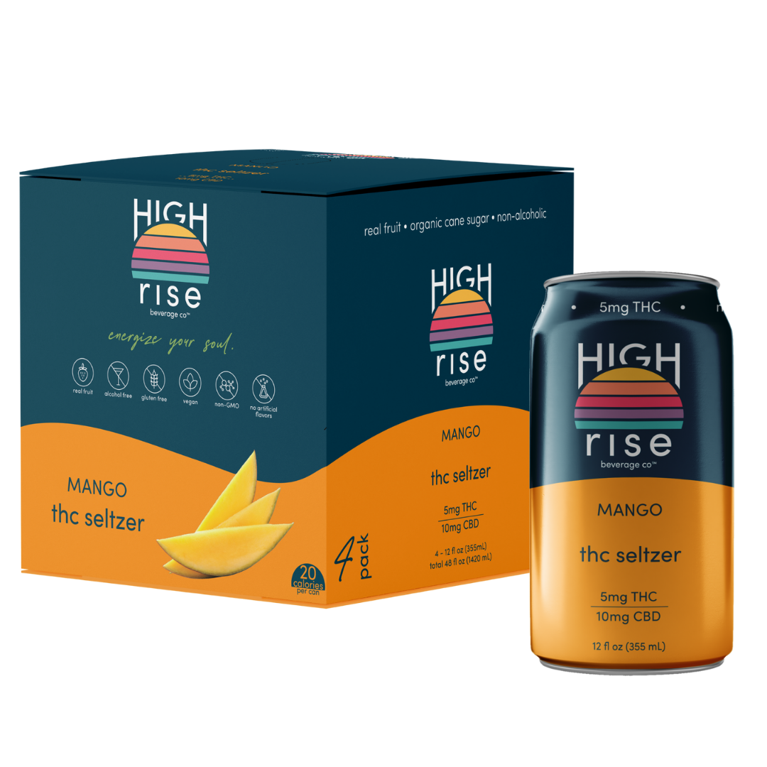 ***High Rise Mango 5mg THC 4 Pack 12oz Cans***