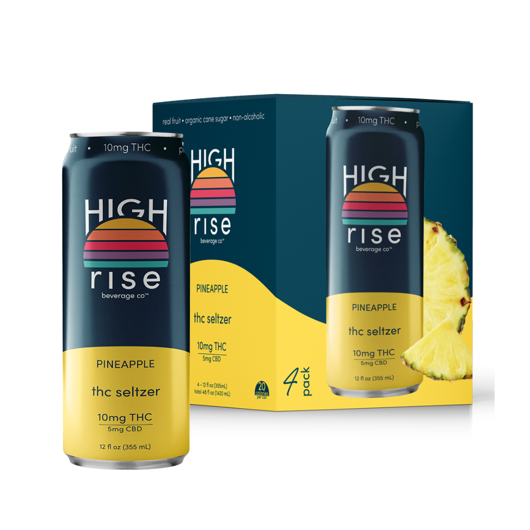 ***High Rise Pineapple 10mg THC 4 Pack 12oz Cans***