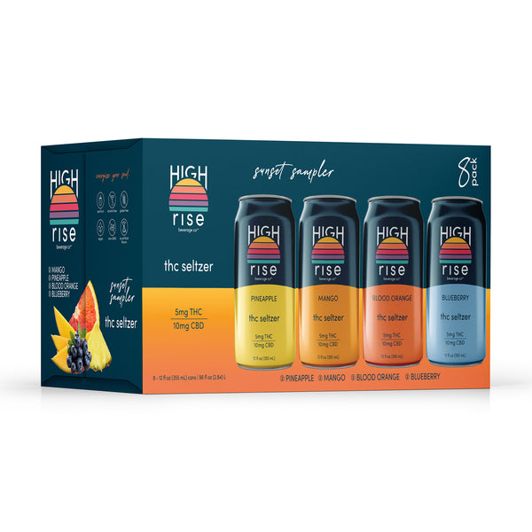 ***High Rise Sunset Sampler 5mg THC 8 Pack 12oz Cans***