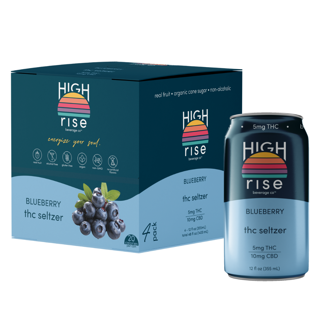 ***High Rise Blueberry 5mg THC 4 Pack 12oz Cans***