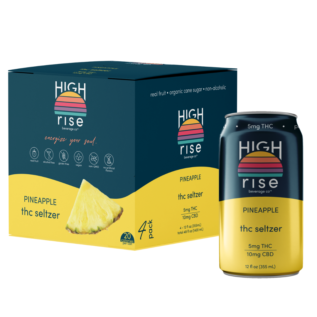 ***High Rise Pineapple 5mg THC 4 Pack 12oz Cans***